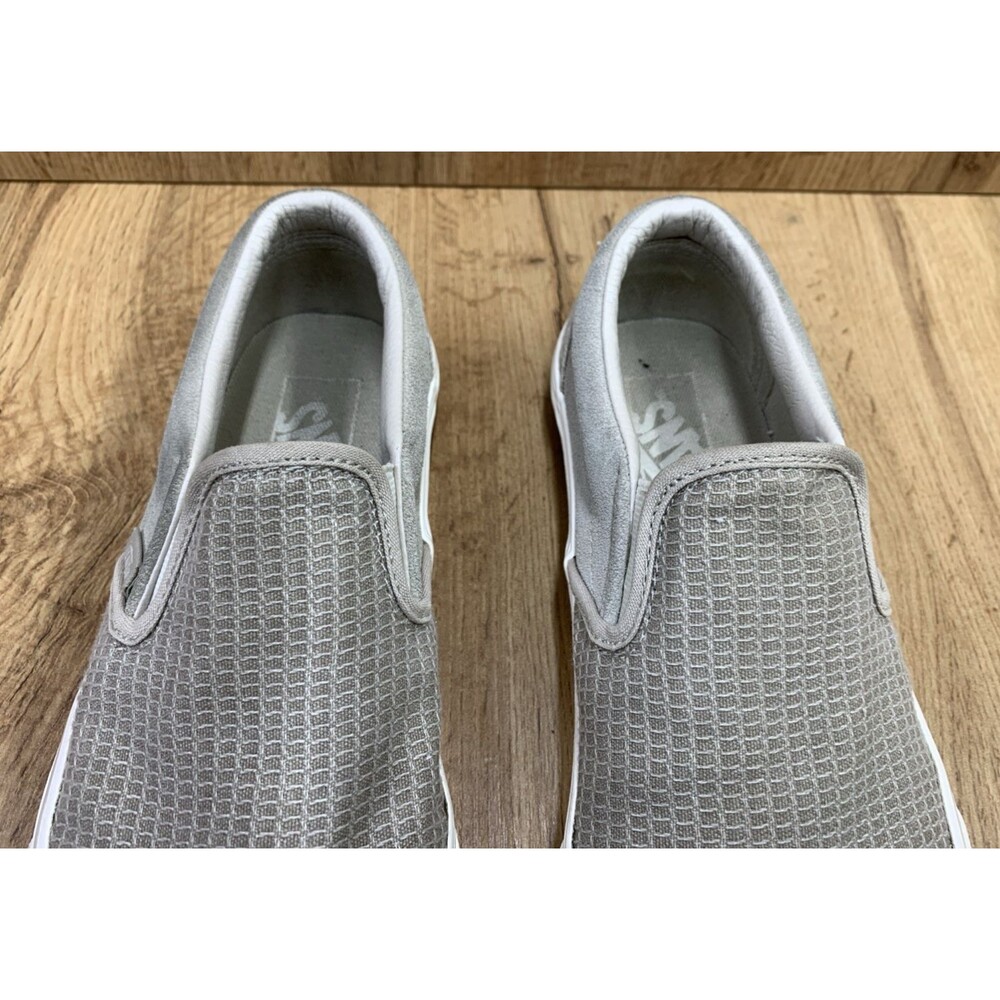 VANS Classic Slip-On (Woven Check) Skate Shoe Size Men's 7.0 Women's 8.5 White - Picture 8 of 12